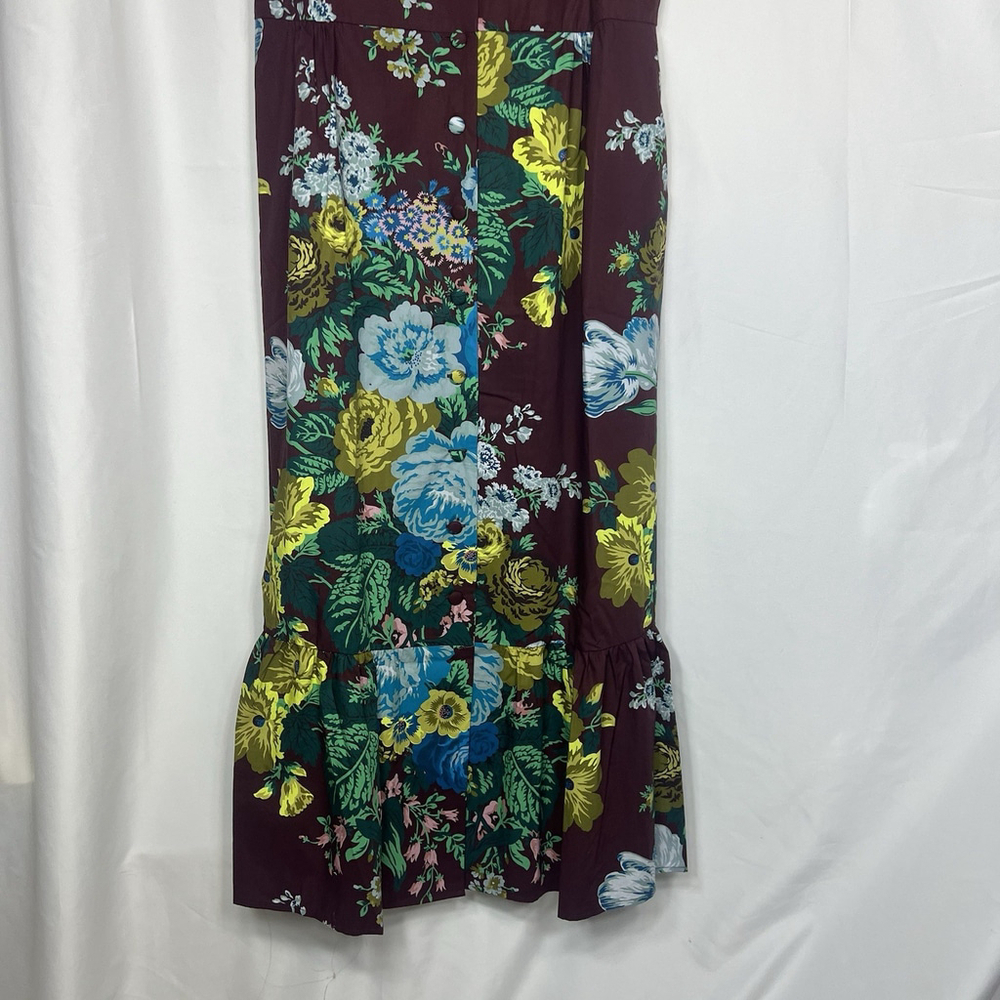 Tuckernuck Oxblood Verdant Alice Dress XS Floral Ruffles Merlot Preppy Classic - Picture 4 of 10
